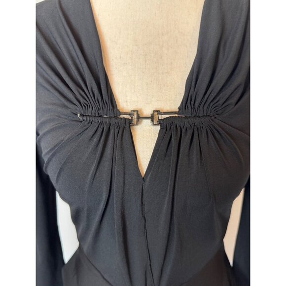 Halston Heritage Dress XS Women Stretch Matte Jersey Long Sleeve Gown‎ Cocktail - Picture 10 of 15